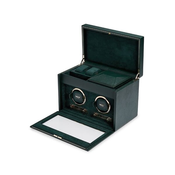 WOLF DESIGNS British Racing Double Watch Winder with Storage