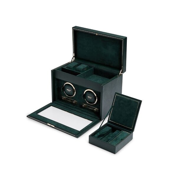 WOLF DESIGNS British Racing Double Watch Winder with Storage