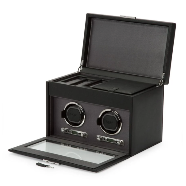 WOLF DESIGNS Double Watch Winder with Storage