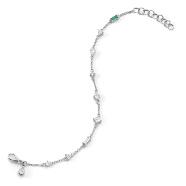 MONICA RICH KOSANN Fancy Cut Staggered Rock Crystal Tennis Bracelet In Sterling Silver