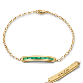 MONICA RICH KOSANN Baguette Emerald "Carpe Diem" Petite Poesy Bracelet in 18K Yellow Gold