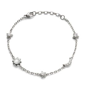 MONICA RICH KOSANN Sun, Moon and Stars Moonstone and White Sapphire Chain Bracelet in Sterling Silver