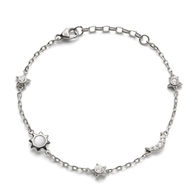 MONICA RICH KOSANN Sun, Moon and Stars Moonstone and White Sapphire Chain Bracelet in Sterling Silver