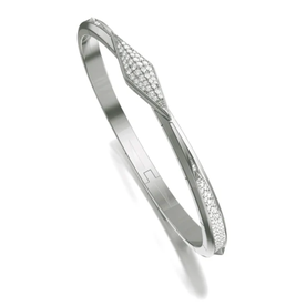 MONICA RICH KOSANN “Points North” Sterling Silver Pavé Sapphire Cuff S, W and E Coordinates on edges. Swivel Top Clasp Points North