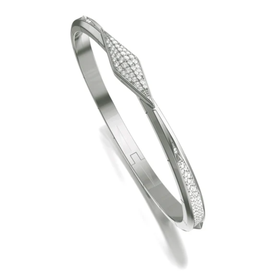 MONICA RICH KOSANN “Points North” Sterling Silver Pavé Sapphire Cuff S, W and E Coordinates on edges. Swivel Top Clasp Points North