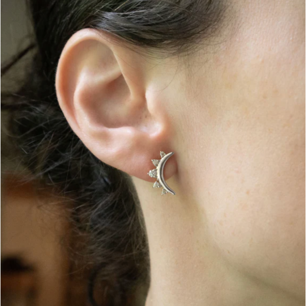 MONICA RICH KOSANN Sapphire Moon Stud Earrings Sold as Pair in Sterling Silver