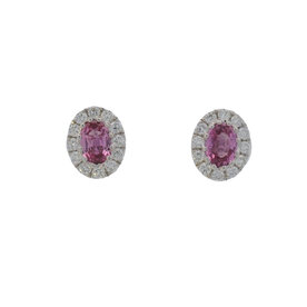 14kt white gold .49 Diamond 1.17 Pink Sapphire Earings