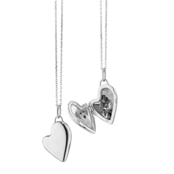 MONICA RICH KOSANN Petite Slim Sterling Silver Heart Locket Necklace