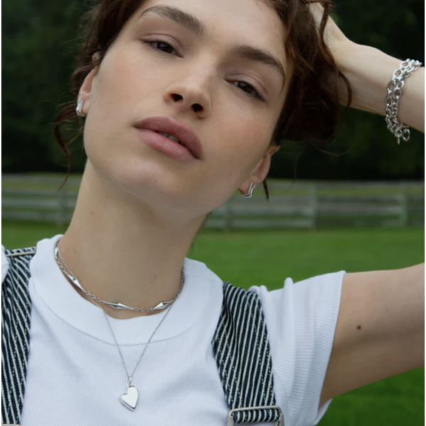 MONICA RICH KOSANN Petite Slim Sterling Silver Heart Locket Necklace