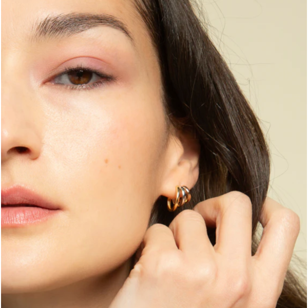 MONICA RICH KOSANN “Rings of Saturn” Earrings in 18K Yellow, Rose and White Gold