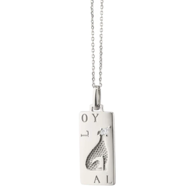 MONICA RICH KOSANN “Loyal” Dog Sterling Silver Intaglio Charm with Kite Shaped Sapphire. Your Story, Not Ours™