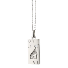 MONICA RICH KOSANN “Loyal” Dog Sterling Silver Intaglio Charm with Kite Shaped Sapphire. Your Story, Not Ours™