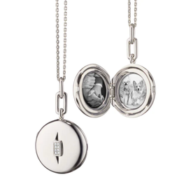 MONICA RICH KOSANN Diamond Sterling Silver Round Locket Necklace