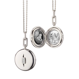 MONICA RICH KOSANN Diamond Sterling Silver Round Locket Necklace