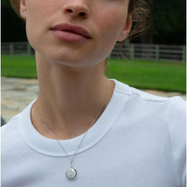 MONICA RICH KOSANN Diamond Sterling Silver Round Locket Necklace