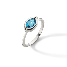 MONICA RICH KOSANN "Points North" London Blue Topaz Ring with White Sapphires