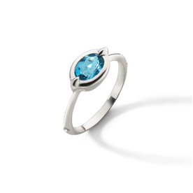 MONICA RICH KOSANN "Points North" London Blue Topaz Ring with White Sapphires