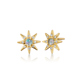 MONICA RICH KOSANN Water Opal & Diamond Star Stud Earrings
