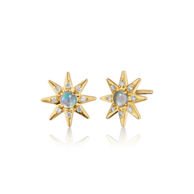 MONICA RICH KOSANN Water Opal & Diamond Star Stud Earrings