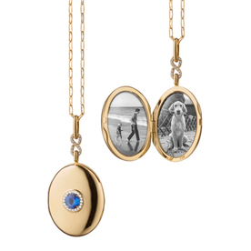 MONICA RICH KOSANN Sapphire Infinity Locket in 18K Yellow Gold with Diamonds