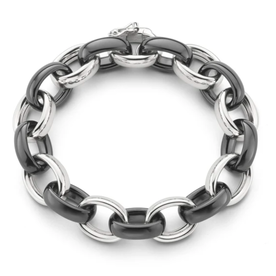 MONICA RICH KOSANN Marilyn Black Ceramic Link Bracelet in Sterling Silver