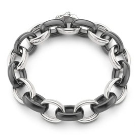 MONICA RICH KOSANN Marilyn Black Ceramic Link Bracelet in Sterling Silver