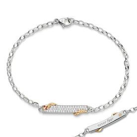MONICA RICH KOSANN Two-Tone "Never Fear" Poesy Bracelet in Sterling Silver and 18K Yellow Gold.
