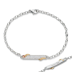 MONICA RICH KOSANN Two-Tone "Never Fear" Poesy Bracelet in Sterling Silver and 18K Yellow Gold.
