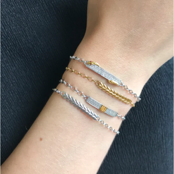 MONICA RICH KOSANN Two-Tone "Never Fear" Poesy Bracelet in Sterling Silver and 18K Yellow Gold.