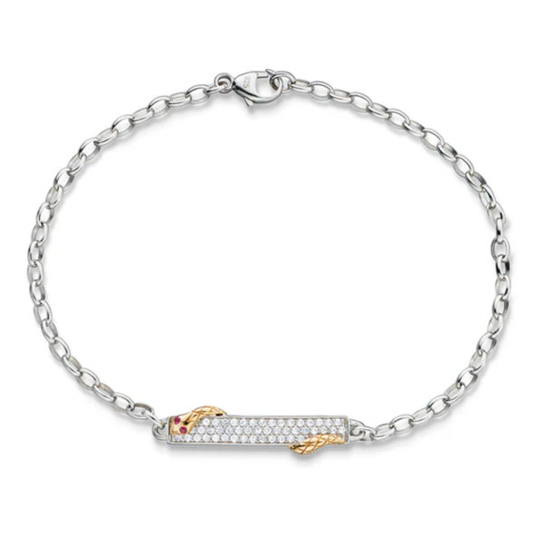 MONICA RICH KOSANN Two-Tone "Never Fear" Poesy Bracelet in Sterling Silver and 18K Yellow Gold.