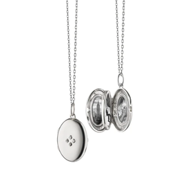 MONICA RICH KOSANN The Four Image "Midi" Locket Charm with Sapphires in Sterling Silver.