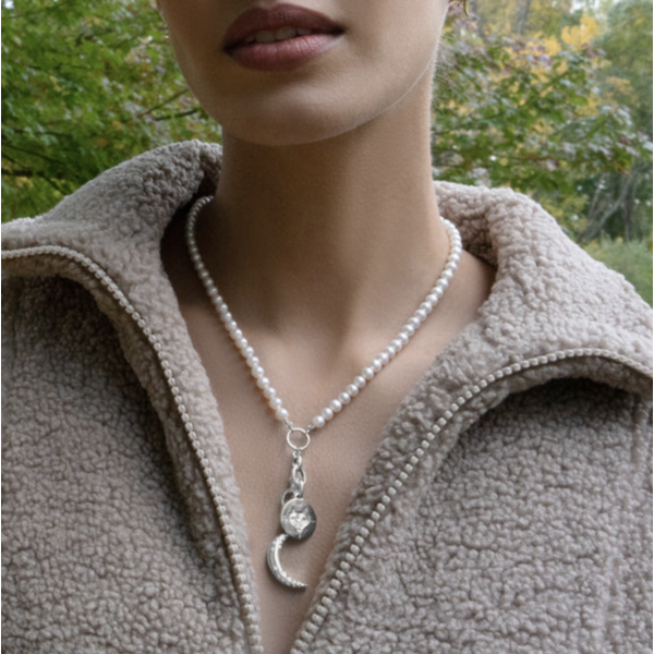 MONICA RICH KOSANN 18" "Design Your Own" Sterling Silver Pearl Charm Chain Necklace, 2 Charm Stations