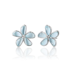 MONICA RICH KOSANN Blue Topaz Doublet Flower Stud Earrings