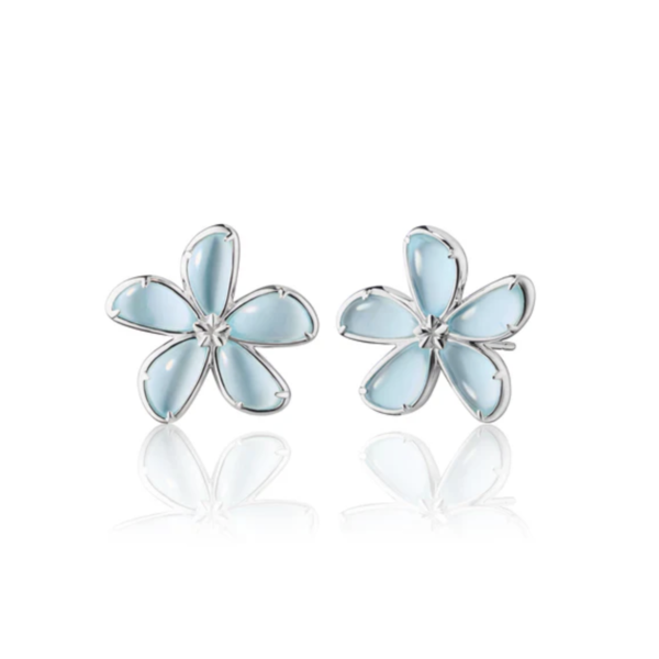 MONICA RICH KOSANN Blue Topaz Doublet Flower Stud Earrings