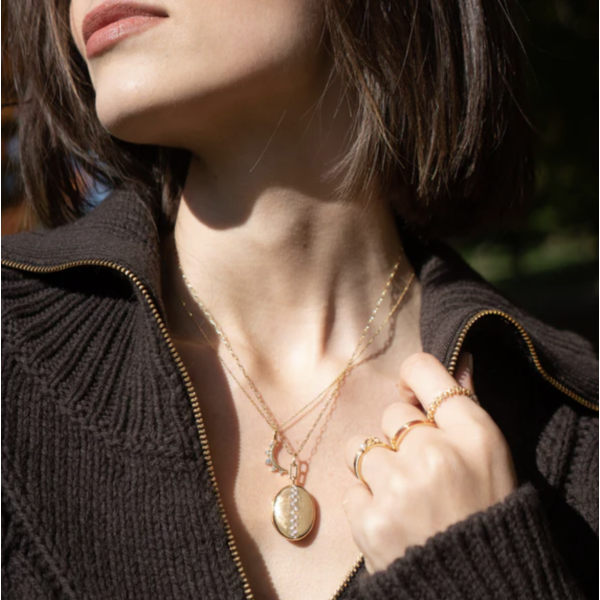 MONICA RICH KOSANN April Diamond "Moon" 18K Gold Birthstone Necklace