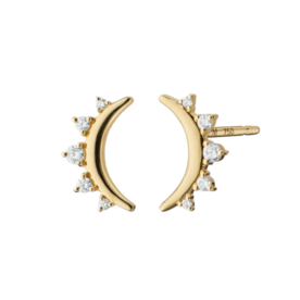 MONICA RICH KOSANN Diamond Moon Stud Earrings in 18K Yellow Gold