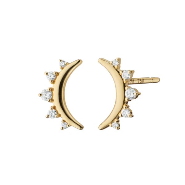 MONICA RICH KOSANN Diamond Moon Stud Earrings in 18K Yellow Gold