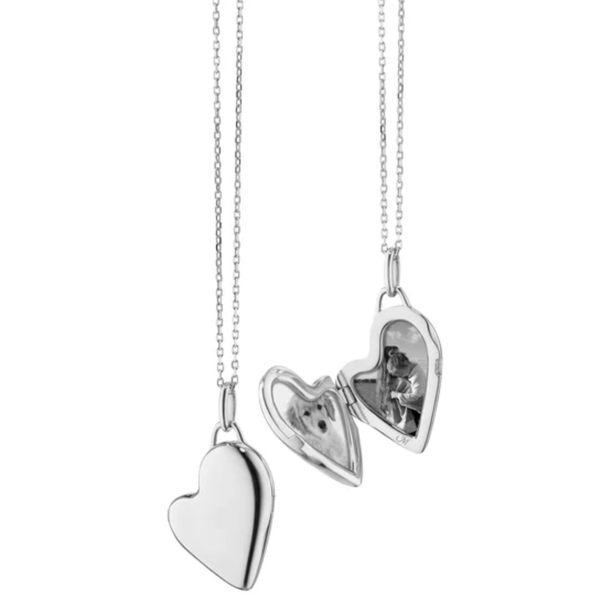 MONICA RICH KOSANN Petite Slim Sterling Silver Heart Locket Necklace