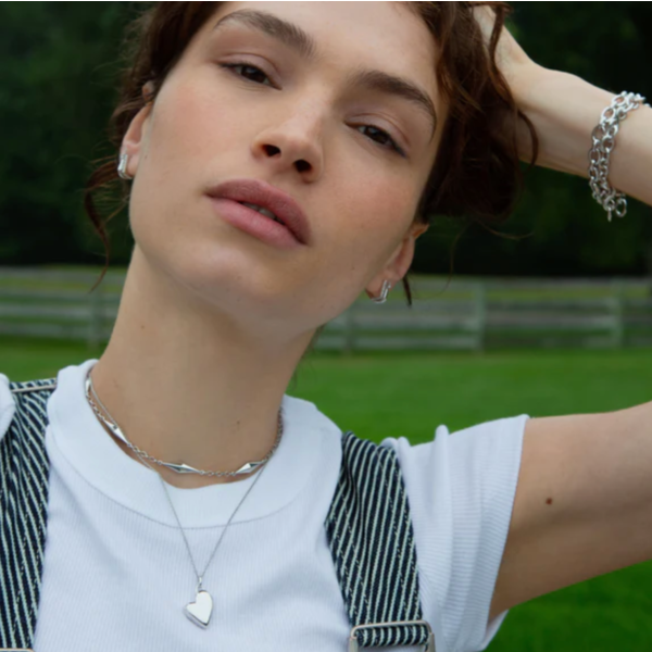 MONICA RICH KOSANN Petite Slim Sterling Silver Heart Locket Necklace