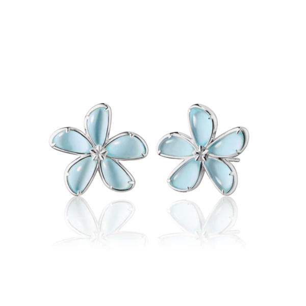 MONICA RICH KOSANN Blue Topaz Doublet Flower Stud Earrings