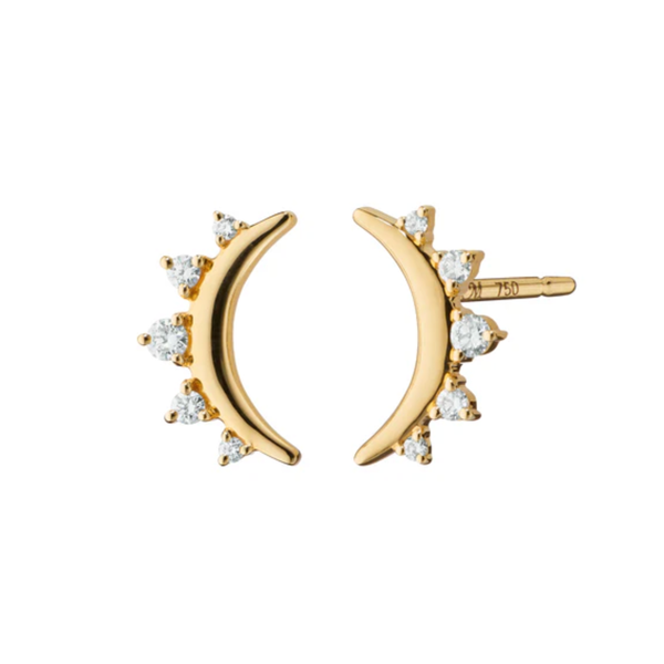 MONICA RICH KOSANN Diamond Moon Stud Earrings in 18K Yellow Gold