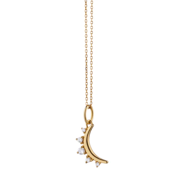 MONICA RICH KOSANN April Diamond "Moon" 18K Gold Birthstone Necklace