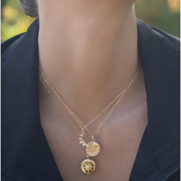 MONICA RICH KOSANN April Diamond "Moon" 18K Gold Birthstone Necklace