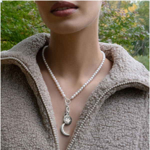MONICA RICH KOSANN 18" "Design Your Own" Sterling Silver Pearl Charm Chain Necklace, 2 Charm Stations