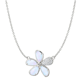 MONICA RICH KOSANN Mother of Pearl Flower Necklace with Pavé White Sapphires