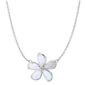 MONICA RICH KOSANN Mother of Pearl Flower Necklace with Pavé White Sapphires