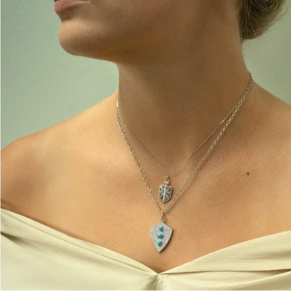 MONICA RICH KOSANN Mini Fearless Shield with White Sapphire