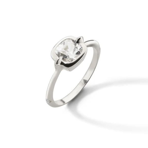 MONICA RICH KOSANN "Points North" Round Rock Crystal Ring with White Sapphires