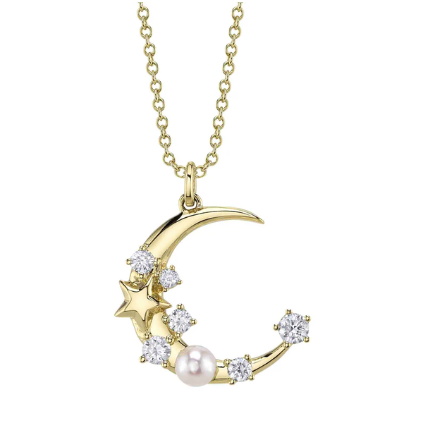 SHY CREATION INC SC55027635 - 14ky .30 Dia Pearl Moon Pendant