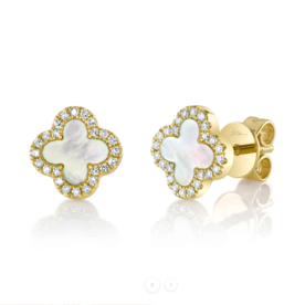 SHY CREATION INC SC55025137V2 - 14KY Di. 11ct MOP .35ct Clover Earr SHY CREATION INC SC55025137V2 - 14KY Di. 11ct MOP .35ct Clover Earr